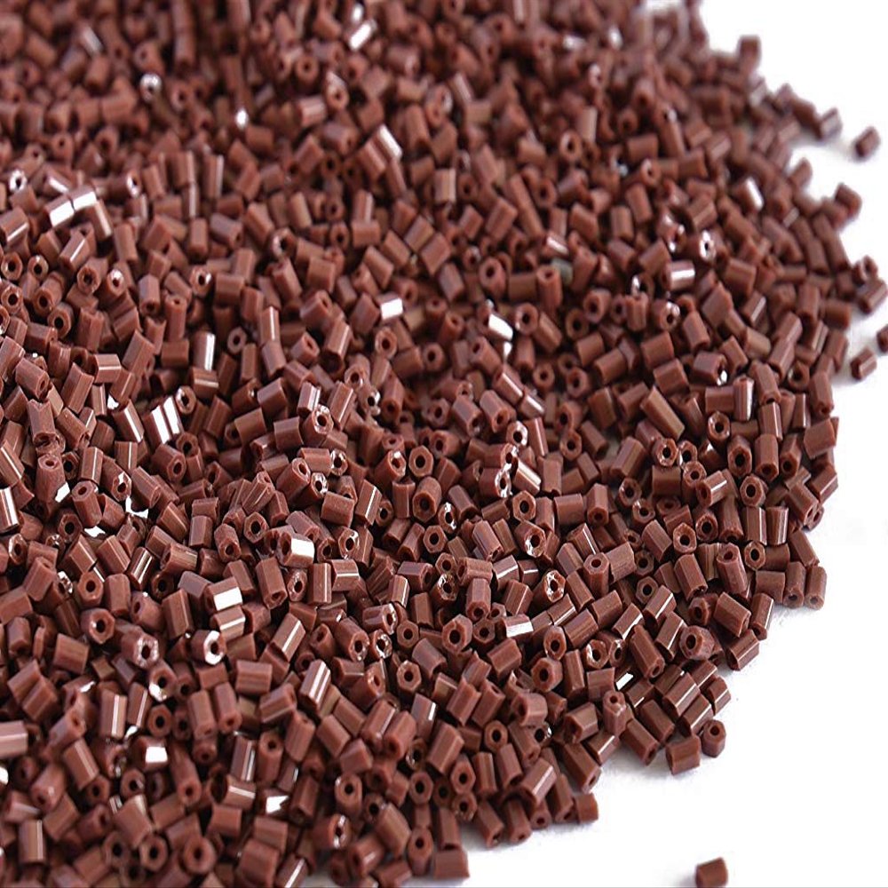 The Design Cart Opaque Brown 2 Cut Beads/Glass Seed Beads (11/0-2.0 mm) (100 Grams) Standard Quality, for ? Jewellery Making, Beading, Arts and Crafts and Embroidery.