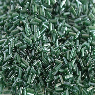 The Design Cart Transparent Luster Green Pipe/Bugle Beads/Glass Seed Beads (4.5 mm) (100 Grams) Standard Quality, for Jewellery Making, Beading, Arts and Crafts and Embroidery.