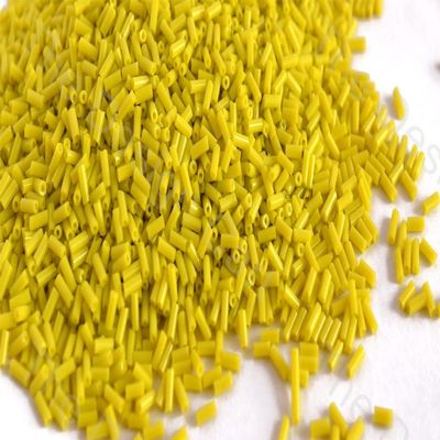 The Design Cart Opaque Yellow Pipe/Bugle Beads/Glass Seed Beads (4.5 mm) (100 Grams) Standard Quality, for Jewellery Making, Beading, Arts and Crafts and Embroidery.