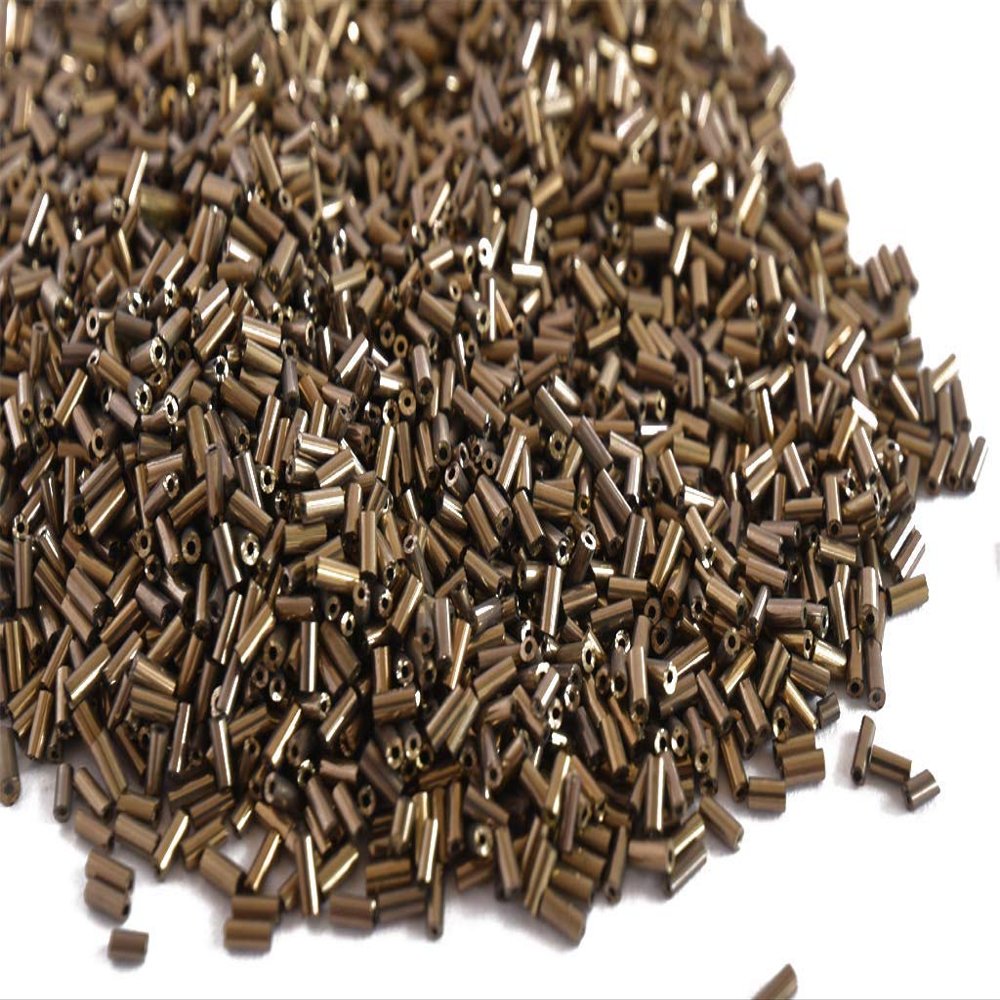 The Design Cart Iris Bronze/M-Brown Pipe Beads/Bugle Beads/Glass Seed Beads (25 mm, 100 Grams) Standard Quality, for ? Jewellery Making, Beading, Embroidery, Art and Craft