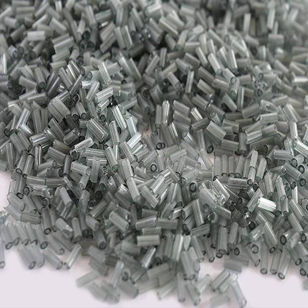 The Design Cart Transparent Gray Pipe/Bugle Beads/Glass Seed Beads (4.5 mm) (100 Grams) Standard Quality, for Jewellery Making, Beading, Arts and Crafts and Embroidery.