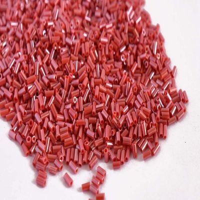 The Design Cart Opaque Luster Red Pipe/Bugle Beads/Glass Seed Beads (4.5 mm) (100 Grams) Standard Quality, for Jewellery Making, Beading, Arts and Crafts and Embroidery.