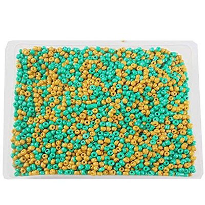 eshoppee 8/0 200 gm Green/d.Yellow Glass Seed Beads for Jewellery Making kit Art and Crafts Materials for Embroidery Necklace Bracelet Earring Making Materials DIY kit