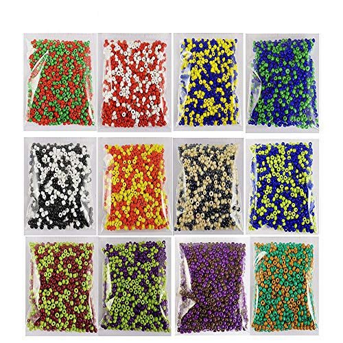 ESHOPPEE 2 Tone Colour Glass Beads for DIY Projects, 400gm - Set of 12 Colours