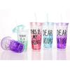 GTC Attractive Acrylic Frosty Mason Ice Cup with strew and lid Freezing Gel for Juice, Soft Drinks, Water Capacity 650 ml for Birthday Gift/Anniversary Gift and Home Decoration 0068 (Blue) view 4