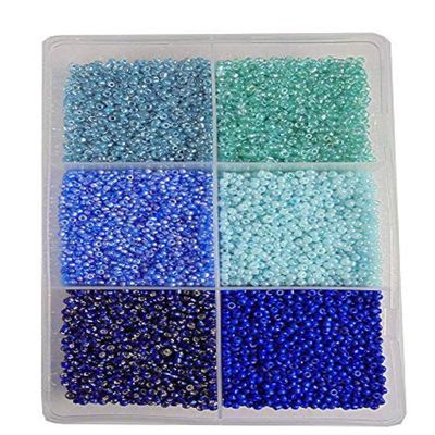ESHOPPEE 3mm Glass Beads, Seed-Beads for Jewelry Making Art and Craft DIY Project kit (Blue,Turq Family 8/0,300 gm)