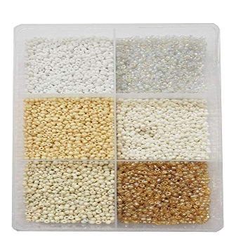eshoppee 3mm (8/0) 300 gm Glass Seed Beads for Jewellery Making kit Art and Crafts Materials for Embroidery Necklace Bracelet Earring Making Materials DIY kit (White Family 8/0)