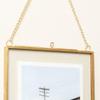 Art India Collections Glass Hanging Picture Frame for Wall Decoration, with 2 Sides Glass - 5 x 7 inch (Golden), Diwali Gifting Photo Frame, Brass and Glass Photo Frame view 2