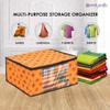 PrettyKrafts Set of 6 Non-Woven Printed Foldable Saree Covers/Wardrobe Organizer With Transparent Window And Zip/Clothes Storage Bag For Women's Lehenga, Suit Saree & Other Accessories (Orange) view 2