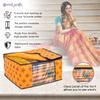 PrettyKrafts Set of 6 Non-Woven Printed Foldable Saree Covers/Wardrobe Organizer With Transparent Window And Zip/Clothes Storage Bag For Women's Lehenga, Suit Saree & Other Accessories (Orange) view 4