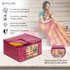 PrettyKrafts Set of 6 Non-Woven Printed Foldable Saree Covers/Wardrobe Organizer With Transparent Window And Zip/Clothes Storage Bag For Women's Lehenga, Suit Saree & Other Accessories (Maroon) view 2