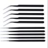 PagKis Set of 10 Non Magnetic ESD Safe Black Coated Tweezers - 5 Straight & 5 Curved view 1
