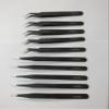 PagKis Set of 10 Non Magnetic ESD Safe Black Coated Tweezers - 5 Straight & 5 Curved view 3