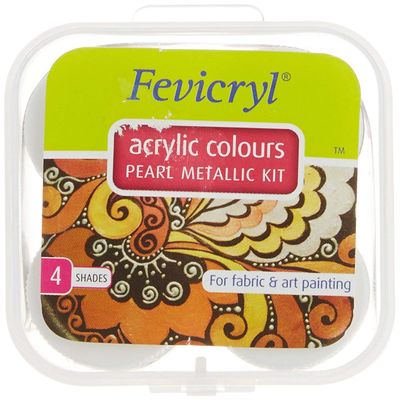 Pidilite Fevicryl Acrylic Colors Pearl Metallic Kit, 40Ml, 4 Shades, Pack Of 2 Kits