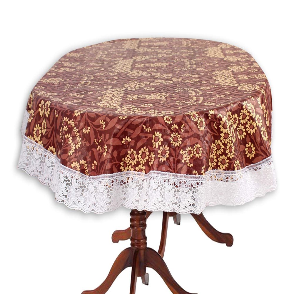 Stylista Table Cover Oval Shaped with White Border lace WxL 54x78 inches