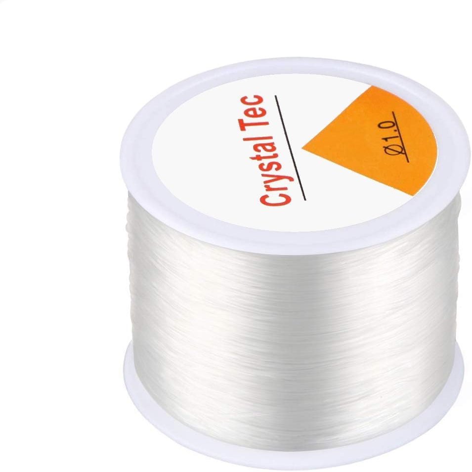 Beadsnfashion Clear Crystal Bracelet Stretchable Elastic Thread Beading String Cord for Beading and Jewellery Making 100 Mtrs Spool Size 1 mm