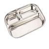 Expresso 3 in 1 Rectangle Compartment Divided Plate/Kids Nasta Plate/Thali/Bhojan Thali/Mess Tray | Mirror Finish Stainless Steel Dinner Plate Set of 2 pcs view 1