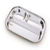 Expresso 3 in 1 Rectangle Compartment Divided Plate/Kids Nasta Plate/Thali/Bhojan Thali/Mess Tray | Mirror Finish Stainless Steel Dinner Plate Set of 2 pcs view 2
