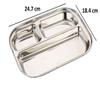 Expresso 3 in 1 Rectangle Compartment Divided Plate/Kids Nasta Plate/Thali/Bhojan Thali/Mess Tray | Mirror Finish Stainless Steel Dinner Plate Set of 2 pcs view 3