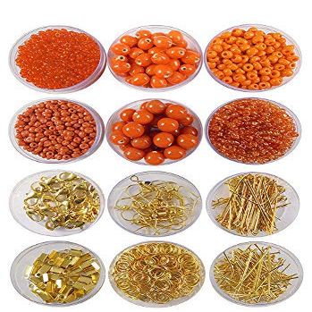 eshoppee Handmade Handcrafted Glass/Seed Beads for Jewellery; Art and Crafts Materials for Embroidery Necklace Bracelet Earring Making DIY kit (Orange)