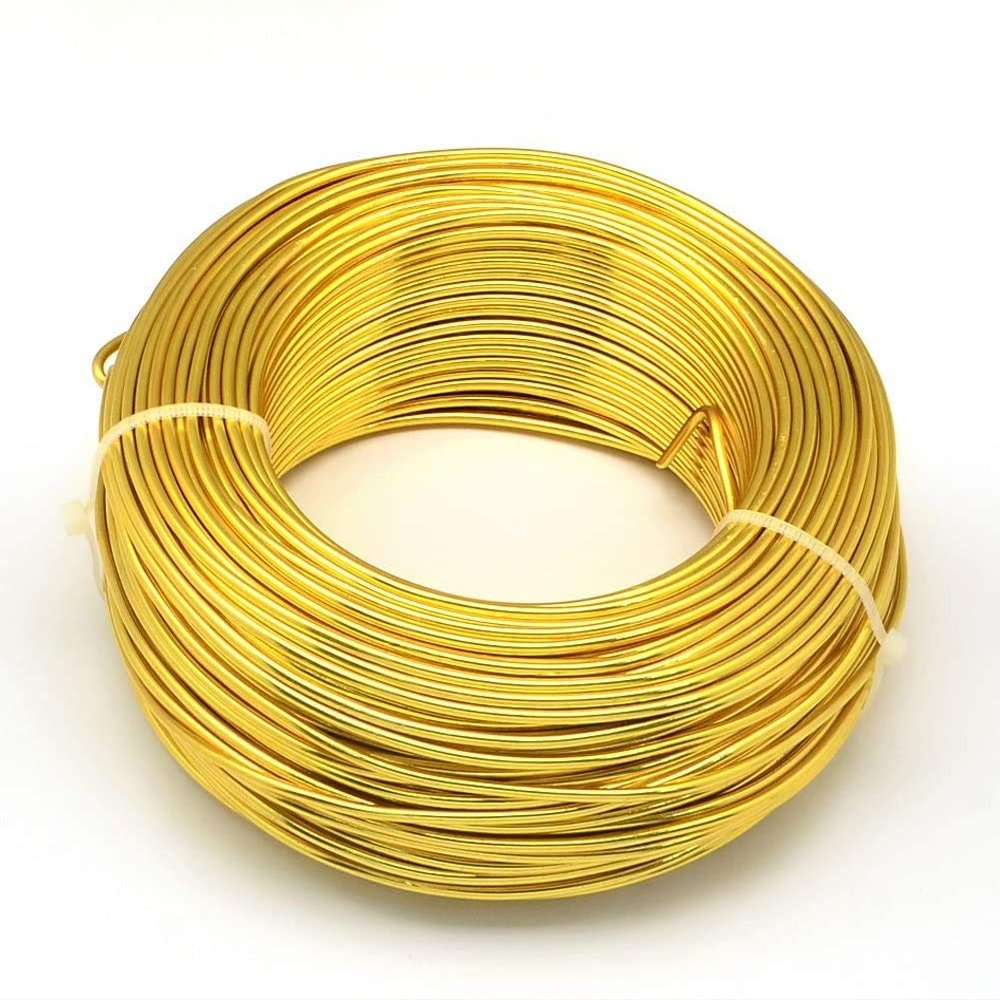 Beadsnfashion 10 Meters Aluminium Craft Wire 2mm Golden for DIY Art Projects, Wire Wrapping, Jewellery Design, Flower Decoration, Floral Arrangement and Handmade Craft Supplies