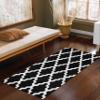 THE HOME TALK Printed Handmade Cotton Carpet | Tufted & Printed Mats | Area Rugs for Bedroom, Center Table, Living Room, Drawing Room, Hall | Machine Washable | 50X100 CM | Black view 1