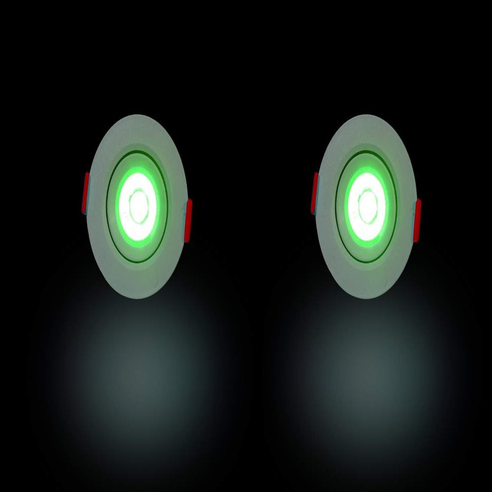 D'Mak 3 Watts Round LED Ceiling COB Spot Light (Green) - Pack of 2.
