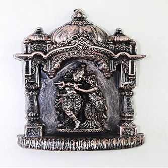 Laps of Luxury Radha Krishna Acrylic Temple in Rust Brown Colour