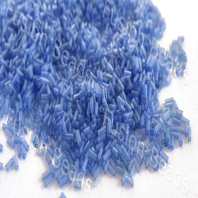 The Design Cart Transparent Sapphire/Light Blue Pipe/Bugle Glass Beads for Jewelry Making, Bracelet, Necklace, Dress Material,Embriodery Size-4.5 mm, Pack of 100 Grams