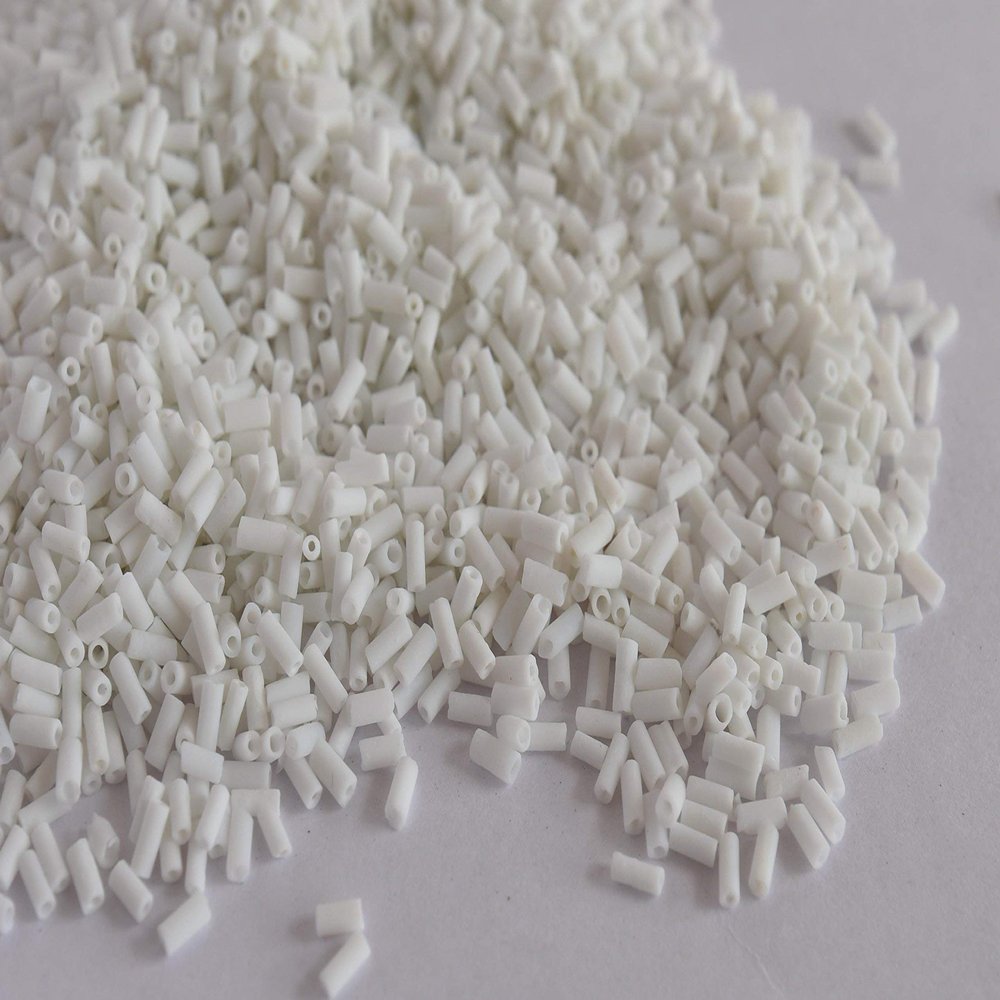 The Design Cart Opaque White Pipe/Bugle Beads/Glass Seed Beads (9.0 mm) (100 Grams) Standard Quality, for Jewellery Making, Beading, Arts and Crafts and Embroidery.