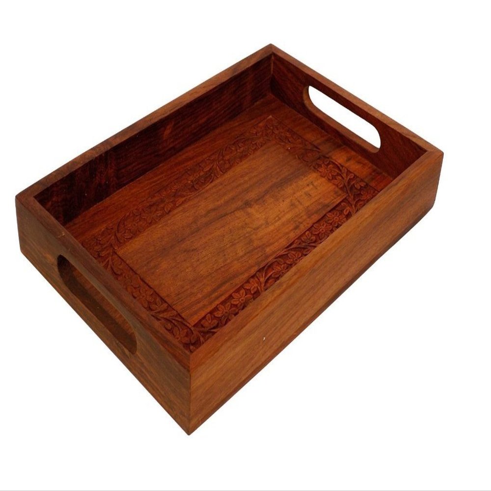 Vian Crafts' Man Elegant Wooden Hand Crafted Fruit Serving Tray For Dining Table (Brown)