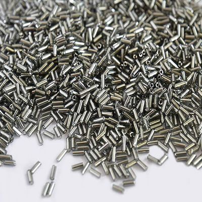 The Design Cart Silverline Gray Pipe/Bugle Beads/Glass Seed Beads (6.0 mm) (100 Grams) Standard Quality, for Jewellery Making, Beading, Arts and Crafts and Embroidery.