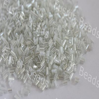 The Design Cart Transparent Luster White/Crystal Pipe/Bugle Beads/Glass Seed Beads (6.0 mm) (100 Grams) Standard Quality, for Jewellery Making, Beading, Arts and Crafts and Embroidery.