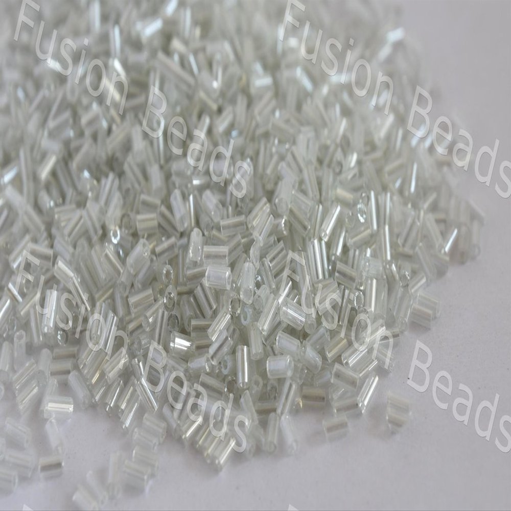 The Design Cart Transparent Luster White/Crystal Pipe/Bugle Beads/Glass Seed Beads (6.0 mm) (100 Grams) Standard Quality, for Jewellery Making, Beading, Arts and Crafts and Embroidery.