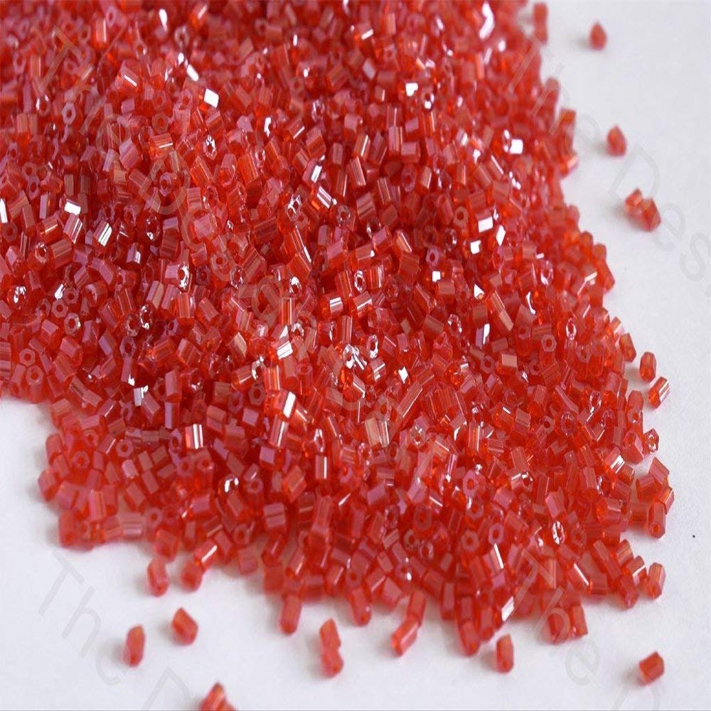 The Design Cart Transparent Dark Red 2 Cut Seed Beads for Jewellery Making, Embroidery, Beading, Art and Craft Supplies (15/0-1.5 mm / 100 Grams) Standard Quality