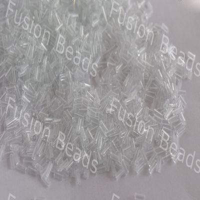 The Design Cart Transparent White/Crystal Pipe/Bugle Beads/Glass Seed Beads (6.0 mm) (100 Grams) Standard Quality, for Jewellery Making, Beading, Arts and Crafts and Embroidery.