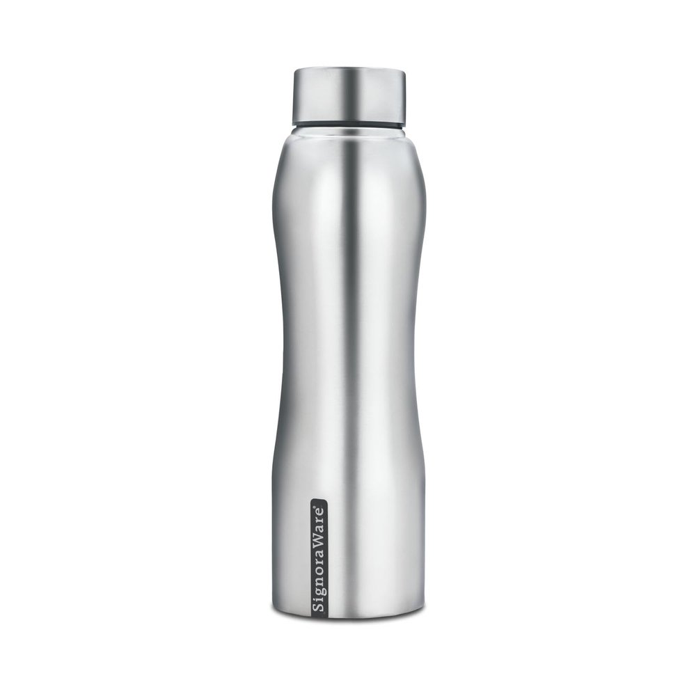 Signoraware Oxy Single Walled Stainless Steel Fridge Water Bottle Matte Finish, 750ml/30mm, Silver