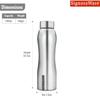 Signoraware Oxy Single Walled Stainless Steel Fridge Water Bottle Matte Finish, 750ml/30mm, Silver view 2