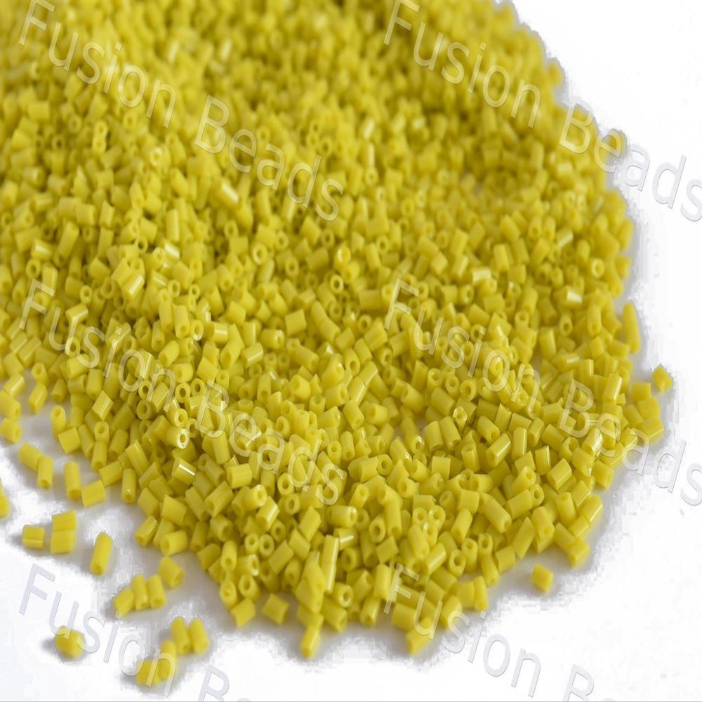 The Design Cart Opaque Yellow 2 Cut Beads/Glass Seed Beads (11/0-2.0 mm) (100 Grams) Standard Quality, for Jewellery Making, Beading, Arts and Crafts and Embroidery.