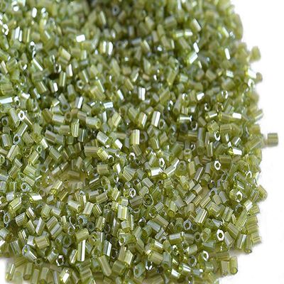 The Design Cart Transparent Luster Peridot/Olive Green 2 Cut Beads/Glass Seed Beads (11/0-2.0 mm) (100 Grams) Standard Quality, for ? Jewellery Making, Beading, Arts and Crafts and Embroidery.