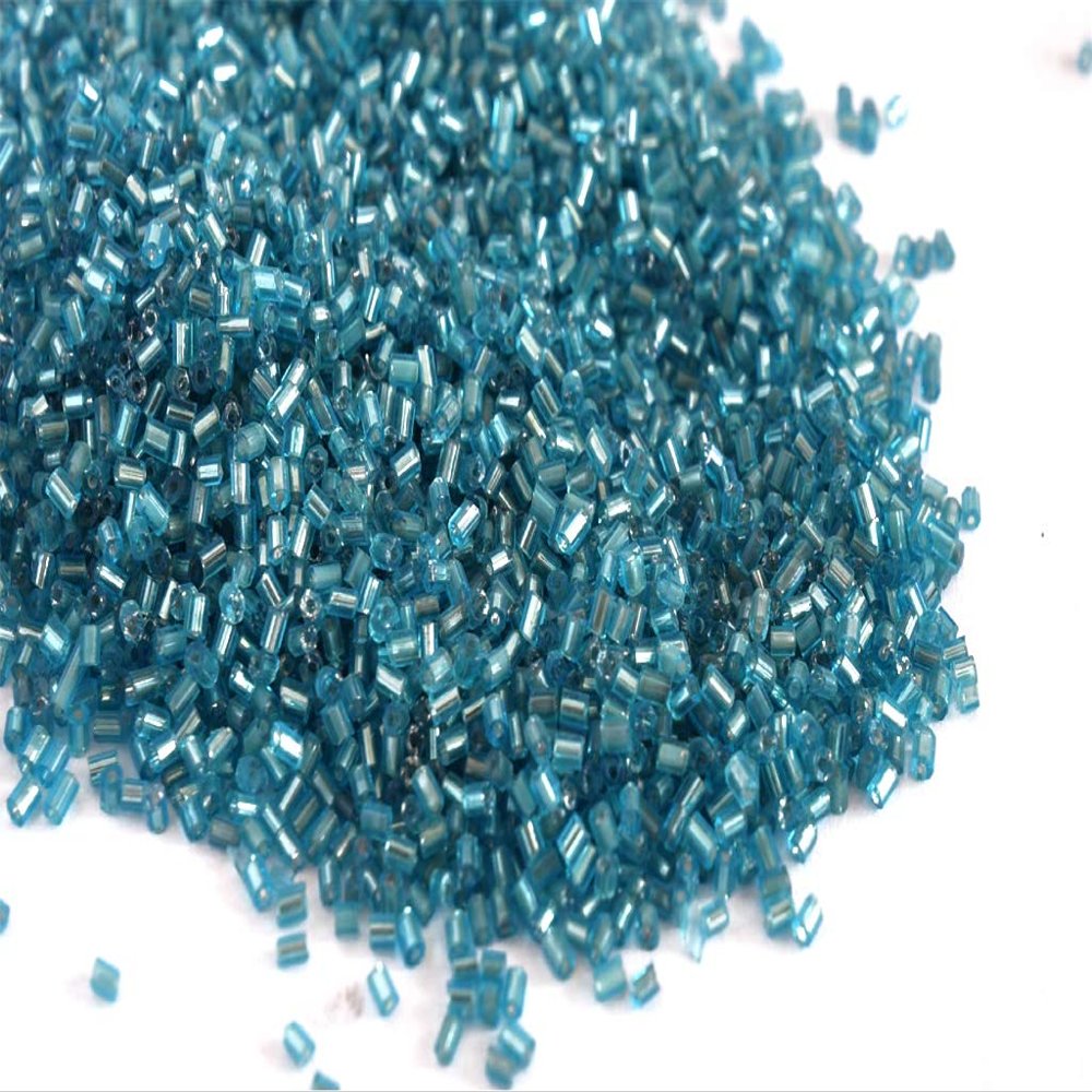 The Design Cart Silverline Turquoise 2 Cut Beads/Glass Seed Beads (11/0-2.0 mm, 100 Grams) Standard Quality, for Jewellery Making, Beading, Embroidery, Art and Craft