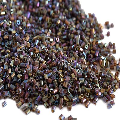 The Design Cart Transparent Rainbow Brown/Topaz 2 Cut Beads/Glass Seed Beads (11/0-2.0 mm) (100 Grams) Standard Quality, for Jewellery Making, Beading, Arts and Crafts and Embroidery.
