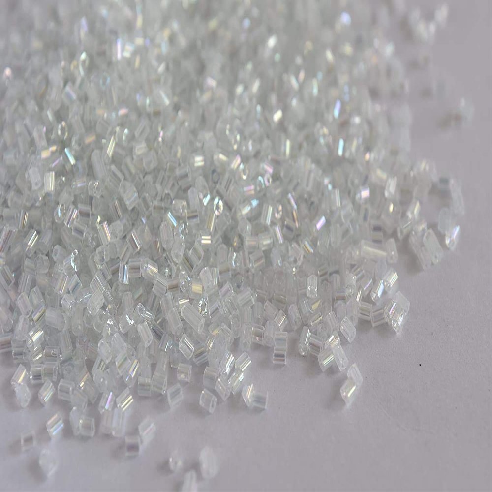 The Design Cart Transparent Rainbow White/Crystal 2 Cut Beads/Glass Seed Beads (11/0-2.0 mm) (100 Grams) Standard Quality, for Jewellery Making, Beading, Arts and Crafts and Embroidery.