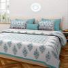 Jaipuri Style 100% Cotton Tradition King Size 1 Double Bedsheet with 2 Pillow Cover. (Off - White) view 1