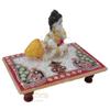 Crafticia Marble Rectangle Pooja Chowki with Lord Krishna or Laddu Gopal Idol Showpiece - 6x4 Bajot, 2.5 inch view 2