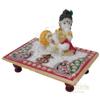 Crafticia Marble Rectangle Pooja Chowki with Lord Krishna or Laddu Gopal Idol Showpiece - 6x4 Bajot, 2.5 inch view 3