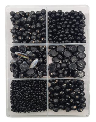 eshoppee 350 gm Black Color Multi Shape Handmade lampwork Fancy Glass Beads for Jewellery Making kit Art and Crafts Materials for Necklace Bracelet Earring Making Materials DIY kit (Black 1)