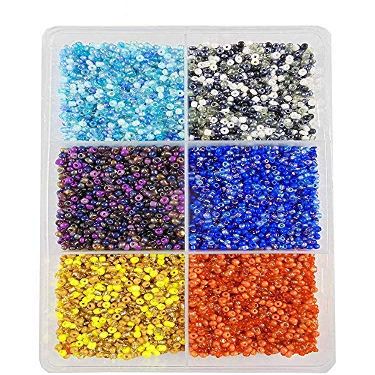 eshoppee 3mm (8/0) 300 gm Glass Seed Beads for Jewellery Making kit Art and Crafts Materials for Embroidery Necklace Bracelet Earring Making Materials DIY kit (Multi Family Color)