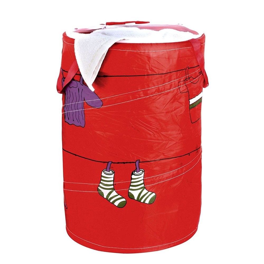 HOKIPO Multipurpose Foldable & Collapsible 50-Litre Pop-Up Laundry Bag Basket with Zippered Lid and Carry Handle(Polyester;Polyester Blend)