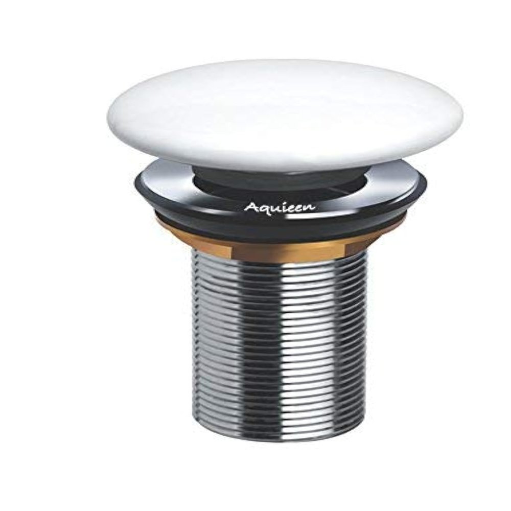Aquieen Ceramic Pop-Up Waste Coupling White  Premium Brass Drain Stopper for Basins (3")